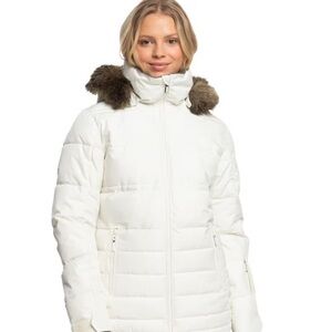 Roxy Down Puffer Long Coat Fur Hood Trim